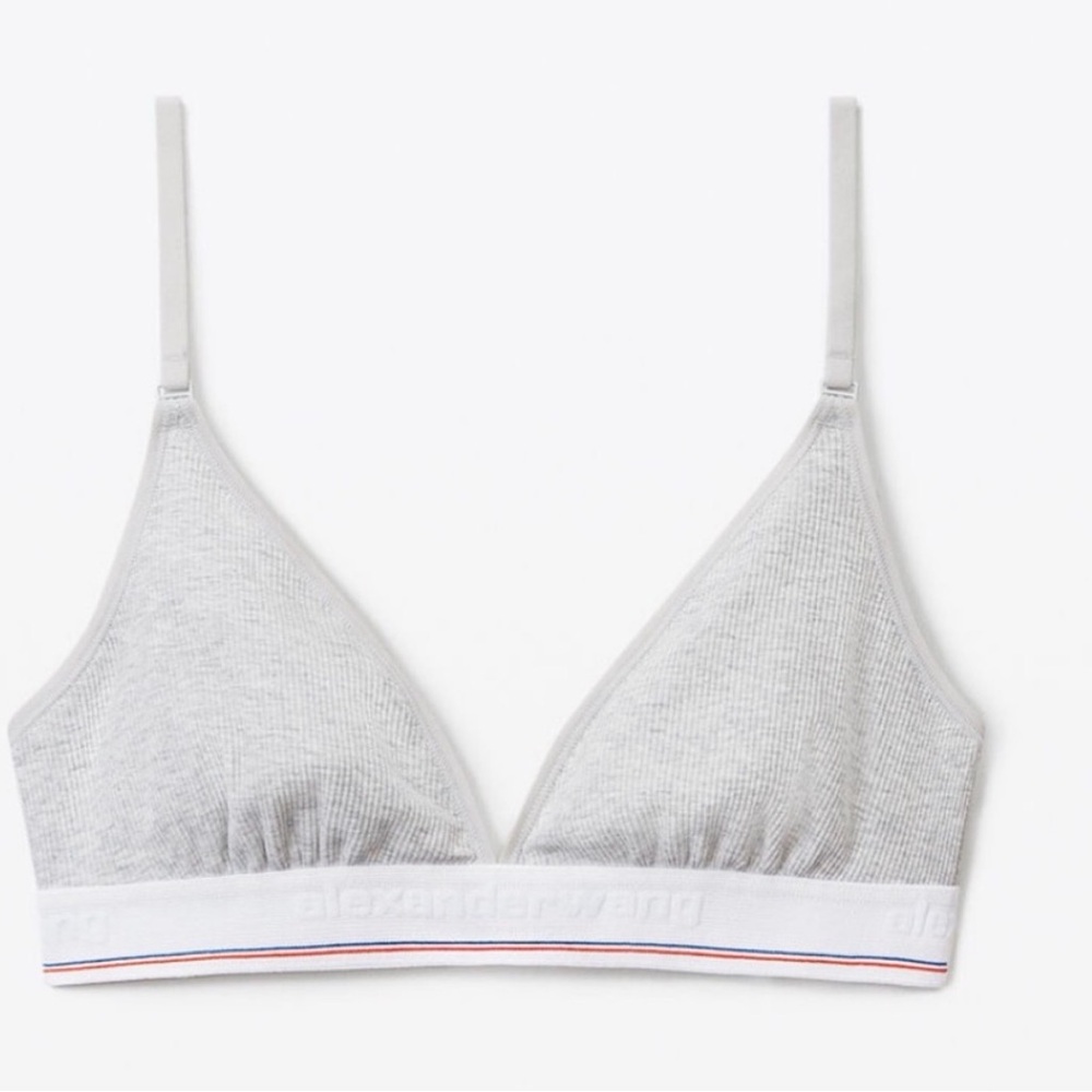 RARE Alexander Wang Micro Ribbed‎ Triangle Bralette - Small Grey